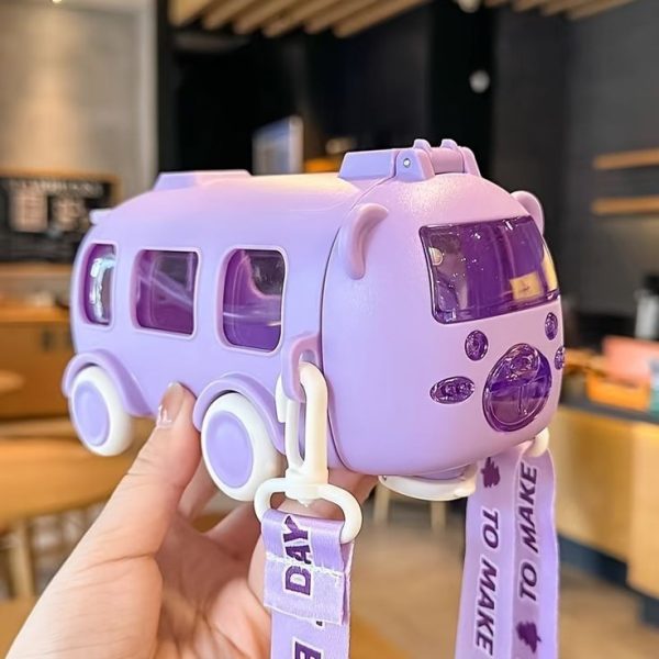 500ML Bus Shape Cute Car Water Bottle with Movable Wheels for kids