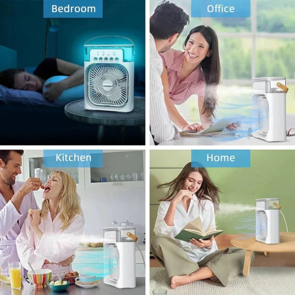 Portable Air Conditioner Fan Usb Electric Fan With Led Night Light, Fine Mist Water, And Humidifier Function | Led Night Light Water Mist