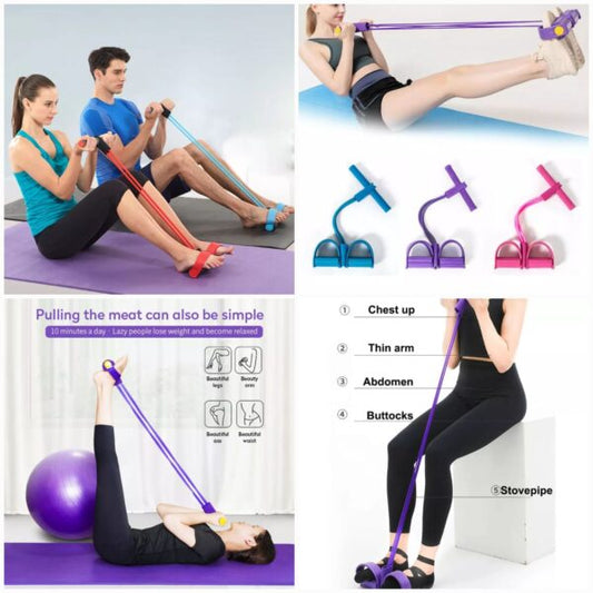Elastic Pull Ropes Tummy Trimmer - Foot Pedal Resistance Band Sit-up Pull Rope Yoga Fitness Gym –