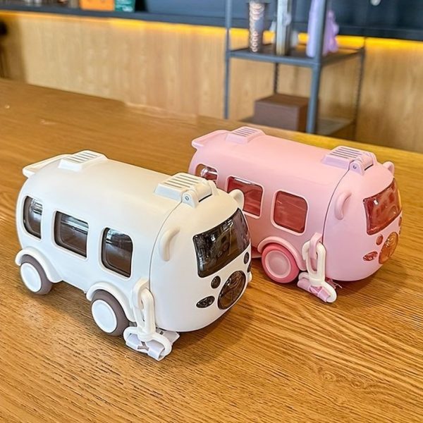 500ML Bus Shape Cute Car Water Bottle with Movable Wheels for kids
