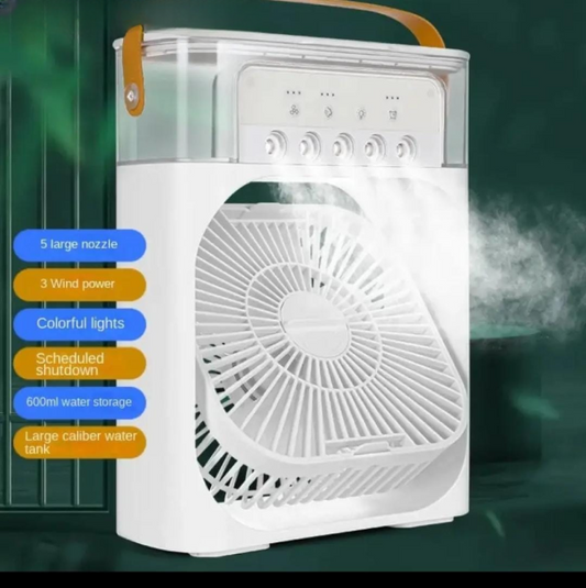 Portable Air Conditioner Fan Usb Electric Fan With Led Night Light, Fine Mist Water, And Humidifier Function | Led Night Light Water Mist
