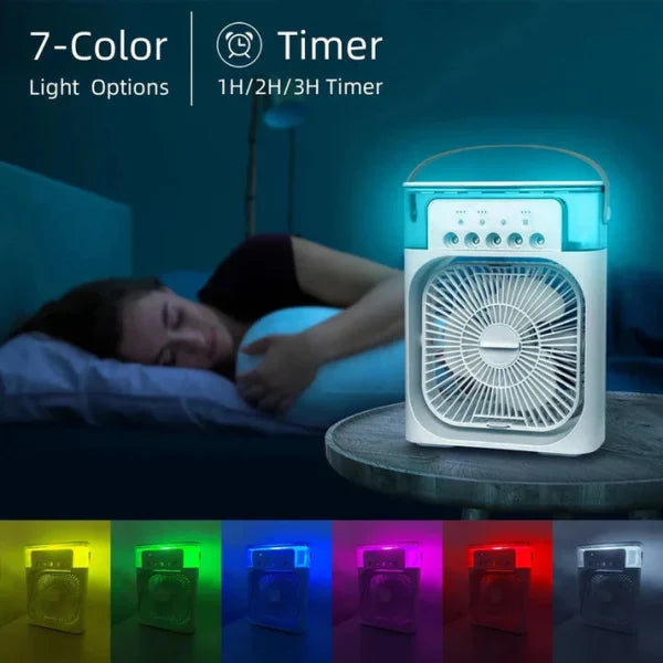 Portable Air Conditioner Fan Usb Electric Fan With Led Night Light, Fine Mist Water, And Humidifier Function | Led Night Light Water Mist